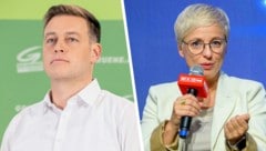 WKOÖ-Präsidentin Doris Hummer hofft, dass sich die Koalitionsverhandler auf Reformen einigen. Grünen-Chef Stefan Kaineder zeichnet ein düsteres blau-schwarzes Bild. (Bild: Krone KREATIV/Cityfoto/Wolfgang Simlinger APA/Tobias Steinmaurer)