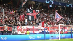 Rund 4500 Fans begleiten Red Bull Salzburg nach Madrid. (Bild: APA/BARBARA GINDL)