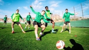 Bei strahlendem Sonnenschein startete Rapid in das Trainingscamp in Benidorm. (Bild: SK Rapid)