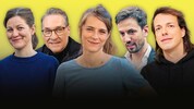 HC Strache, Dominik Wlazny, Anna Svec (Links), Barbara Urbanic (KPÖ), Hakan Gördü (SÖZ).