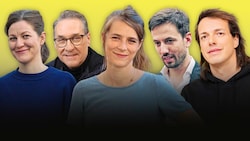 HC Strache, Dominik Wlazny, Anna Svec (Links), Barbara Urbanic (KPÖ), Hakan Gördü (SÖZ). (Bild: Krone KREATIV/Martin Jöchl, LINKS; KPÖ Wien, picturedesk.com, S÷Z/OTS)