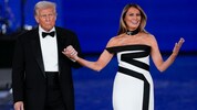 Melania Trump legte einen strahlenden Auftritt in einer auffälligen, weiß-schwarzen Robe hin. 