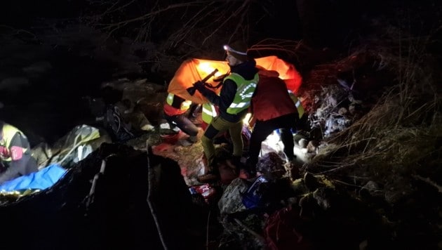 Die Bergrettung Villach war stundenlang im Einsatz. (Bild: Bergrettung Villach)