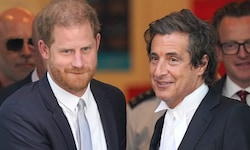 Prinz Harry mit seinem Anwalt David Sherborne