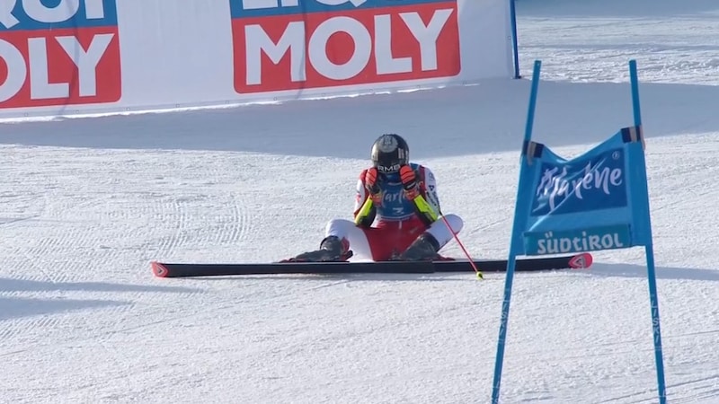 Scheib beendet den Riesenslalom ohne Punkte. (Bild: ORF Screenshot)