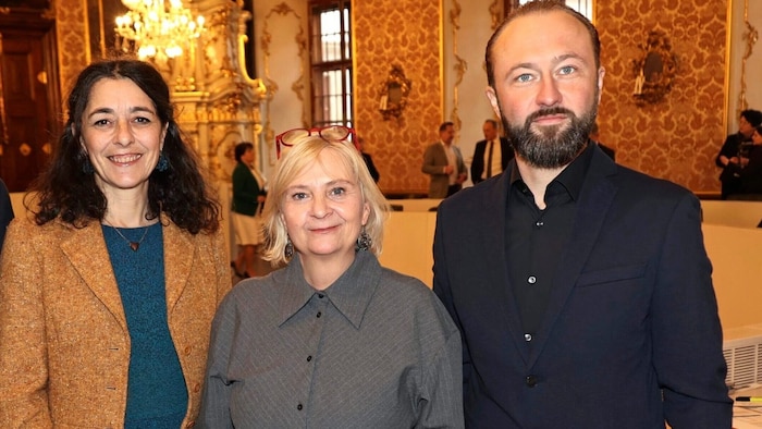 Die Nein-Sager von links: Niko Swatek, Sandra Krautwaschl, Claudia Klimt-Weithaler und Max ...