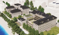 Blick in die Zukunft: An der Schwarzstraße 35 ziehen zwei Schulen aus. Rund 130 Wohnungen und ...