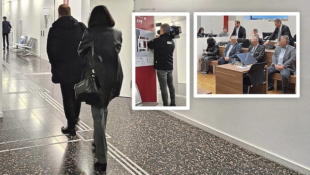 Als Letzte machte sich Franziska Klikovits auf den Weg in den Gerichtssaal, um ganz links auf der Anklagebank Platz zu nehmen. (Bild: Krone KREATIV/Harald Schume)