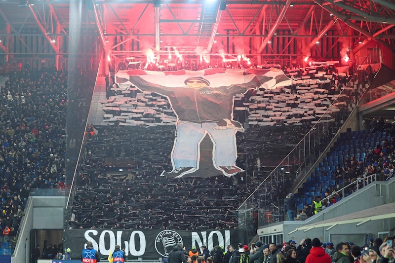 Impressive choreography by the Sturm fans in Bergamo. (Bild: GEPA/GEPA pictures)