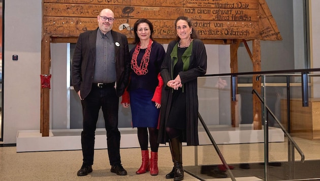 Von links: Museumsdirektor Matti Bunzl, Kulturstadträtin Veronica Kaup-Hasler, kaufmännische Museumsdirektorin Christina Schwarz (Bild: Stadt Wien / Markus Wache)