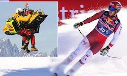 Felix Hacker wurde im Kitz-Abschlusstraining per Heli abtransportiert, sein Teamkollege Stefan ...