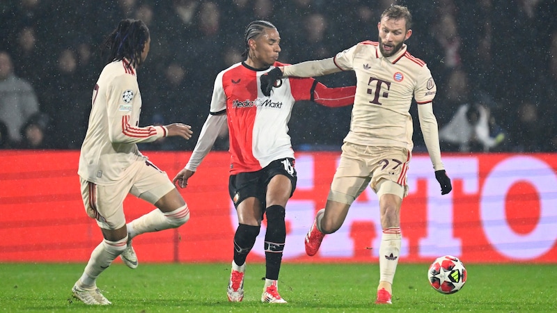 It was an evening to forget for Bayern and Konrad Laimer (right). (Bild: AFP/APA/JOHN THYS)