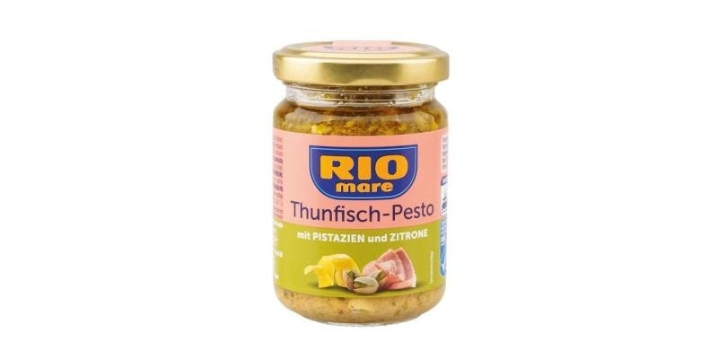 „Rio Mare Thunfisch-Pesto mit Pistazien und Zitrone“ besteht laut dem VKI zu einem hohen Anteil aus Fisolen. (Bild: VKI)