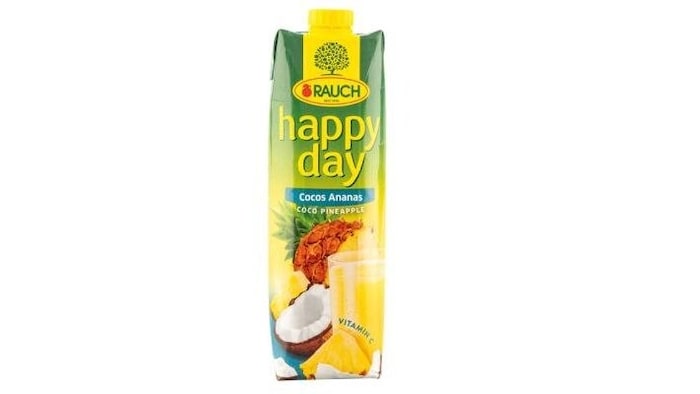 Rauch Happy Day Cocos Ananas: Der Saft besteht zu 99,5 Prozent aus Ananassaftkonzentrat, der ...