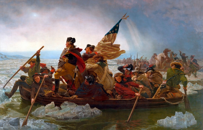 Das ikonische Bild des US-Unabhängigkeitskrieges: George Washington überquert den Fluss Delaware (Bild: akg-images / picturedesk.com)