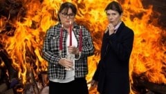 Herr und Frau Biedermann: Marion Hollauf (re.) und Heidi Cas-Brunner (Bild: # Theater Hashtag)