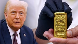 Trumps Haltung zum Ukraine-Krieg lässt viele Anleger derzeit zu Gold greifen. (Bild: Krone KREATIV/AFP, YASSER AL-ZAYYAT / AFP / picturedesk.com)