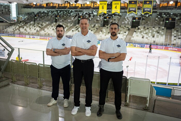 The Caps coaching staff: Fabian Scholz, Gerry Fleming, Bernhard Starkbaum (from left).