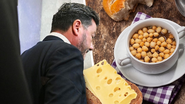 René Benko will probably have to cut back on his culinary delights in prison. (Bild: Krone KREATIV/stock, APA Picturedesk)