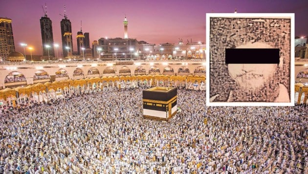 Hasan E. stach am 11. März in der Al-Haram-Moschee in Mekka einem Sicherheitsbeamten einen Dolch in den Hals und verletzte noch weitere vier Menschen schwer. (Bild: Krone KREATIV/stock adobe und zVg)