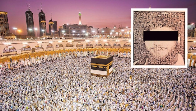 Hasan E. stach am 11. März in der Al-Haram-Moschee in Mekka einem Sicherheitsbeamten einen Dolch in den Hals und verletzte noch weitere vier Menschen schwer. (Bild: Krone KREATIV/stock adobe und zVg)