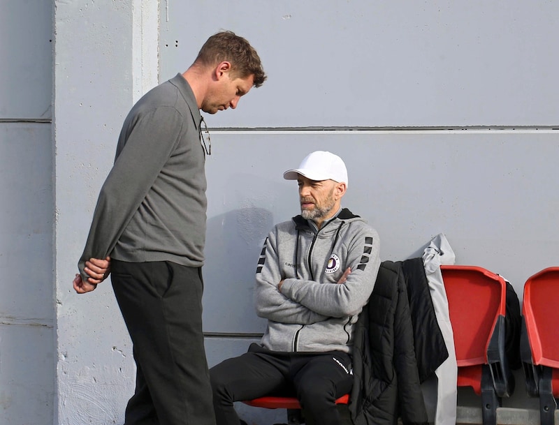 Günther Gorenzel (right) spoke to the "Krone" before the journey home. (Bild: Claudio Trevisan)