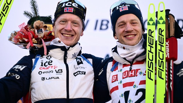 Tarjei Boe (right) and brother Johannes Thingnes Boe (Bild: AFP or licensors)