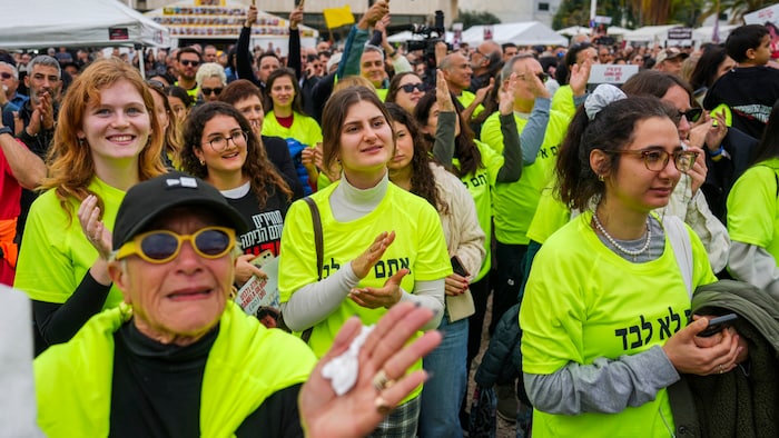 Relatives and supporters of the hostages
