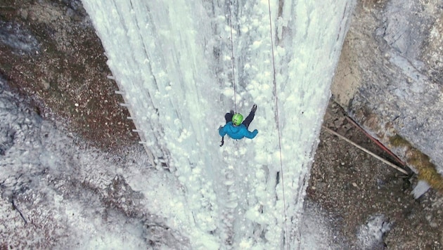 Ice climbing in Breitenau provides spectacular pictures. (Bild: Erwin Schischway)