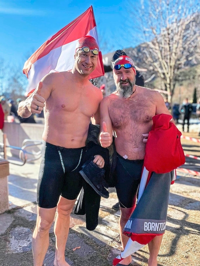 Just a week ago, Josef Köberl was still coaching his protégé Markus Rogan at the Ice Swimming World Championships in South Tyrol. And together they won silver in the relay. (Bild: Barbara Anderl)