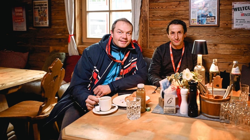 "We can hardly believe our luck," beamed the winners Alois Rauchegger (right) and Josef Troier from East Tyrol. Being there live at the Hahnenkamm race was "a highlight". (Bild: Wenzel Markus/Markus Wenzel)