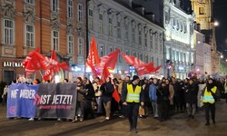 Der Demonstrationszug führte durch die Grazer Herrengasse. 