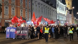 Der Demonstrationszug führte durch die Grazer Herrengasse.  (Bild: Traby Jakob)