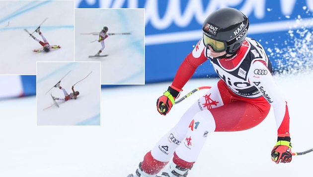 Ariane Rädler crashed in Garmisch. (Bild: GEPA pictures, ORF Screenshot)