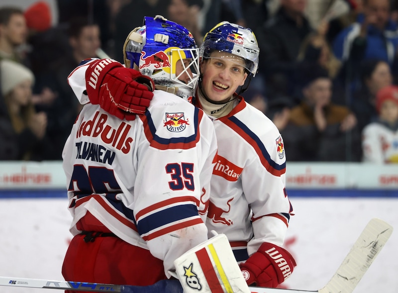 Routinier Tolvanen und Youngster Maximilian Wurzer (re.) hatten allen Grund zum Jubeln. (Bild: Kronen Zeitung)