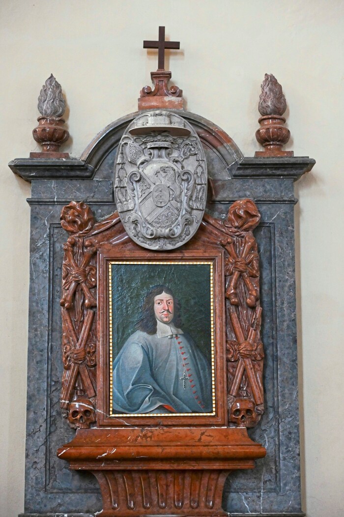 The builder of the baroque church, Prince-Bishop Caspar von Stadion.