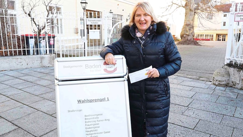 Stadtvize wählte: Für Helga Krismer ging es nicht nur um die Grünen gesamt, sondern auch ums Heimspiel in Baden. (Bild: Reinhard Judt/Kronen Zeitung)