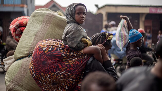 Hundreds of thousands of people have already fled the recent fighting. (Bild: APA/AFP/Jospin Mwisha)