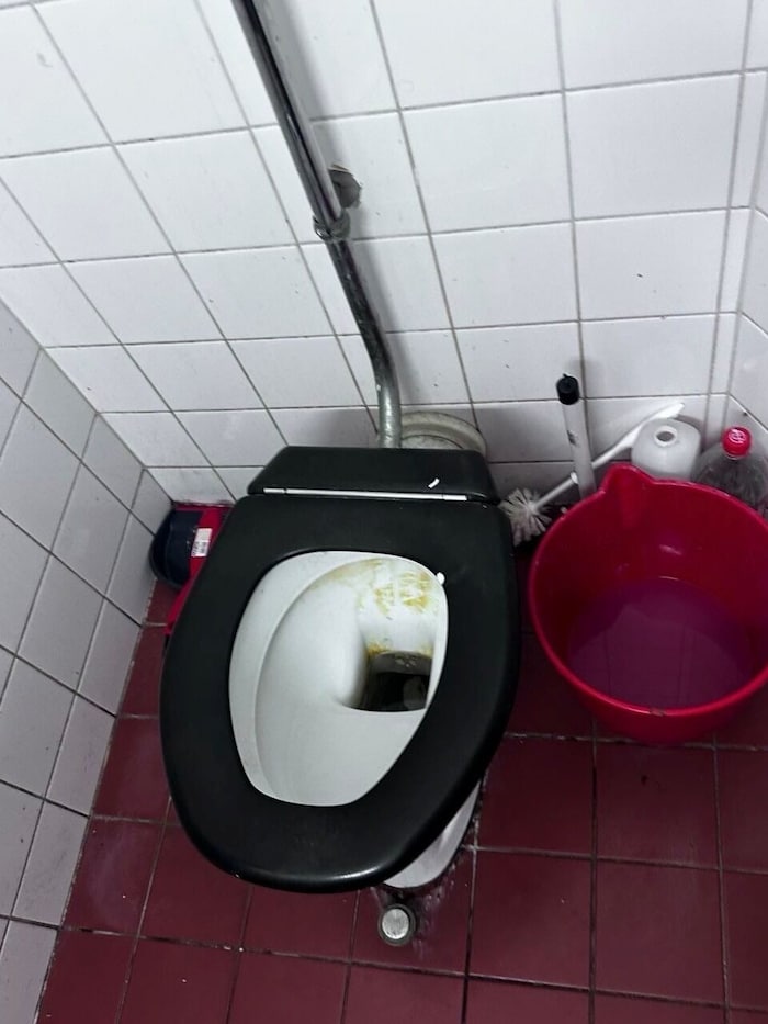 A toilet in the largest harbor in the country