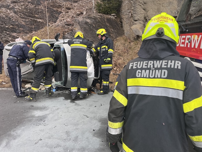 The woman had to be rescued from the car.