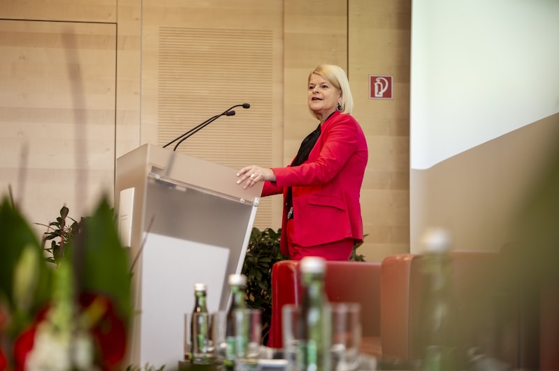 Defense Minister Klaudia Tanner at the "risk picture" presentation on Monday (Bild: HBF/Carlovits)