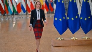 Die EU-Außenbeauftragte Kaja Kallas am Montag in Brüssel (Bild: APA/AFP/Nicolas TUCAT)