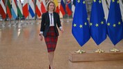 Die EU-Außenbeauftragte Kaja Kallas am Montag in Brüssel (Bild: APA/AFP/Nicolas TUCAT)