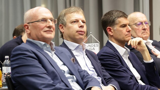 Central figures in the current ÖFB turmoil: Wolfgang Bartosch (left), Thomas Hollerer (center) and Bernhard Neuhold. (Bild: GEPA/GEPA pictures)