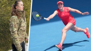 Postet immer wieder Bilder in Militäruniform und spielt nun in Linz: Elina Svitolina. (Bild: Krone KREATIV/In Action GEPA, in Militäruniform elinasvitolina/instagram)