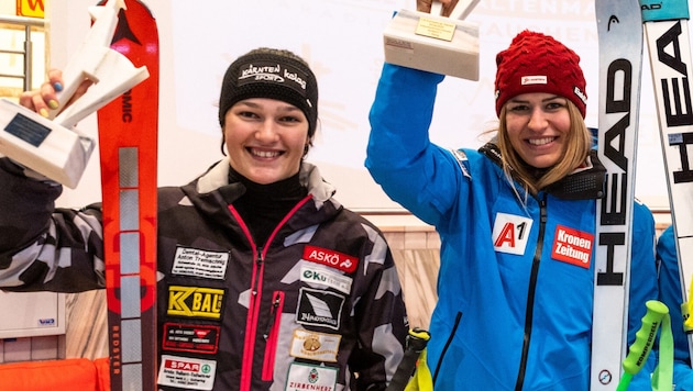 Carmen Spielberger and Nadine Fest dominate the downhill rankings in the European Cup. (Bild: GEPA pictures)