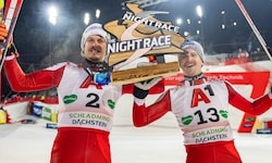 Manuel Feller (li.) und Fabio Gstrein (re.) stehen in Schladming auf dem Stockerl.
