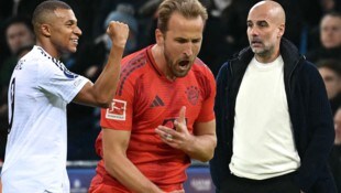 Pep Guardiola (re.) muss entweder gegen Real Madrid oder gegen den FC Bayern München ran. 
