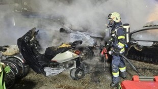 Mehrere Fahrzeuge gingen in Flammen auf. 