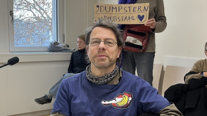 Environmental activist Christian A. in the Vienna district court. (Bild: Anja Richter)